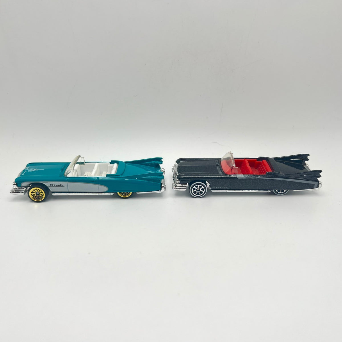 Hot Wheels Lot of 2 '59 Cadillac Eldorado Convertible Teal Black LOOSE