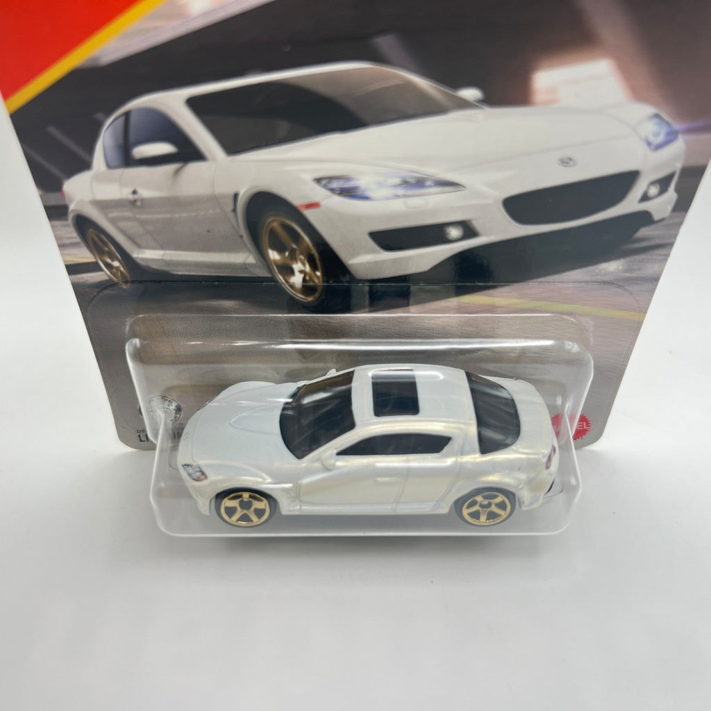Matchbox 2004 Mazda RX-8 19/125 Silver White Gold Wheels 1:64 Diecast