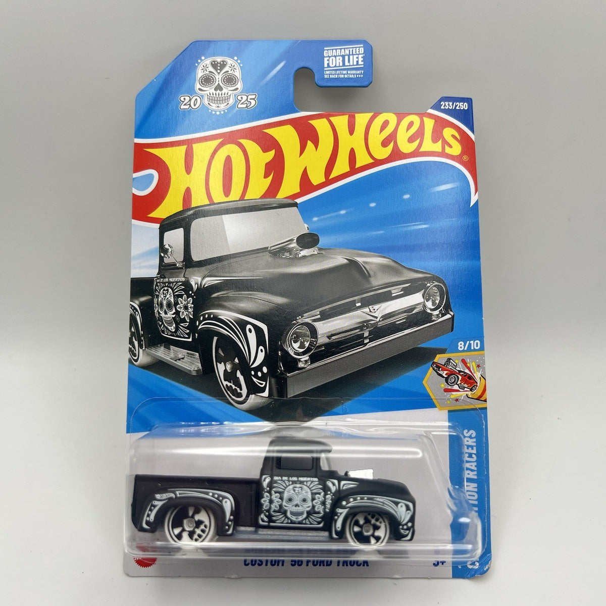 Hot Wheels CUSTOM '56 FORD TRUCK Black, DIA DE LOS MUERTOS, Day of the Dead #233