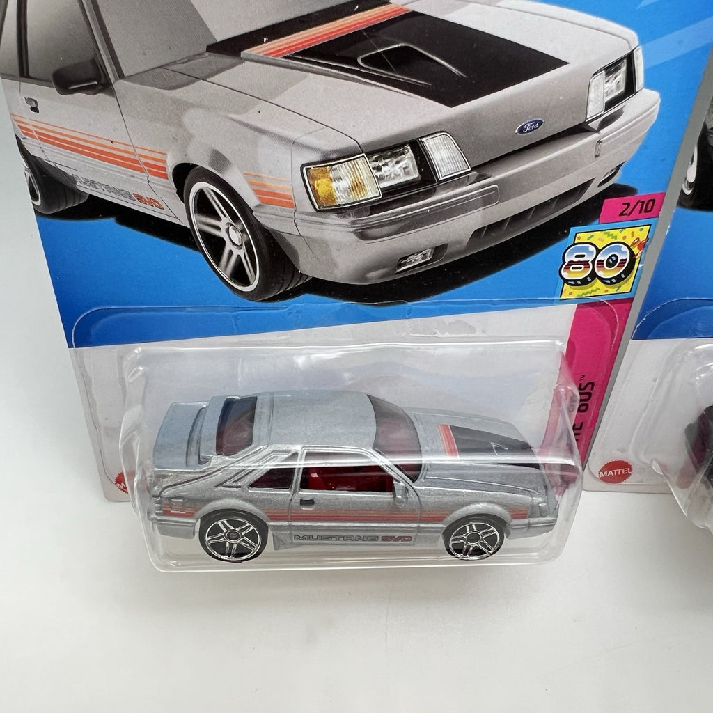 Hot Wheels 1984 MUSTANG SVO Lot of 2 Fox Body - 2023 The 80s - Black & Silver