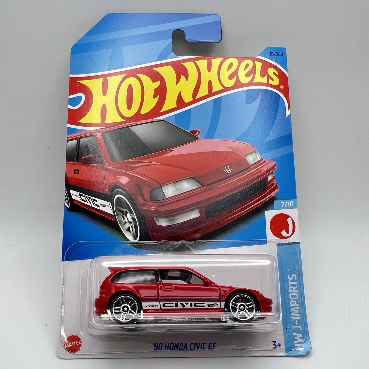 2024 Hot Wheels '90 Honda Civic EF (Red) 7/10 HW J-Imports 96/250