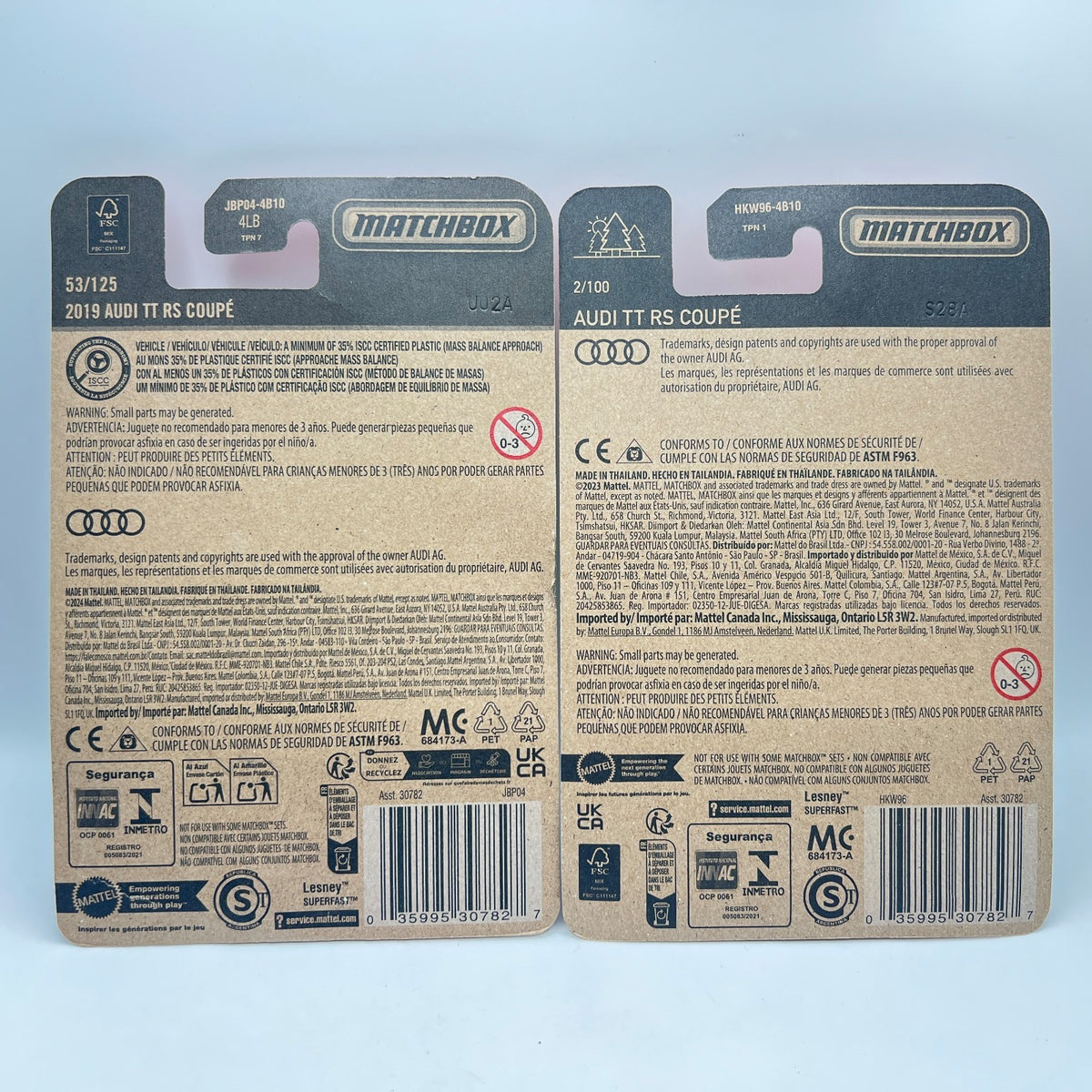 Matchbox Audi TT RS Coupe Lot of 2 Green 2/100 Silver 53/125 1:64