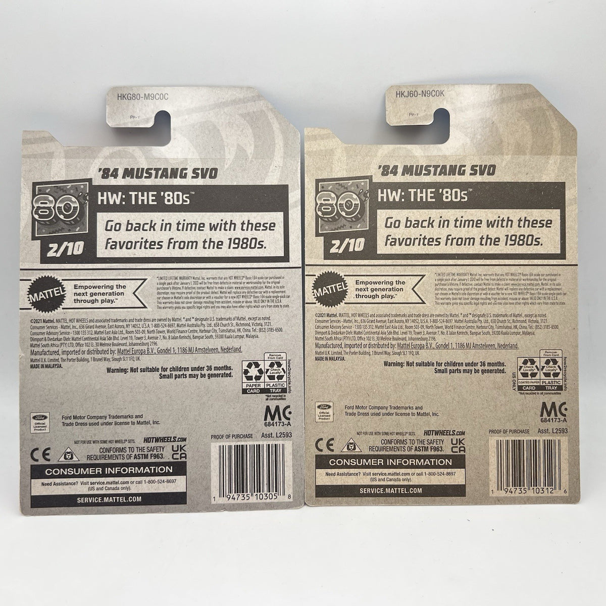 Hot Wheels 1984 MUSTANG SVO Lot of 2 Fox Body - 2023 The 80s - Black & Silver