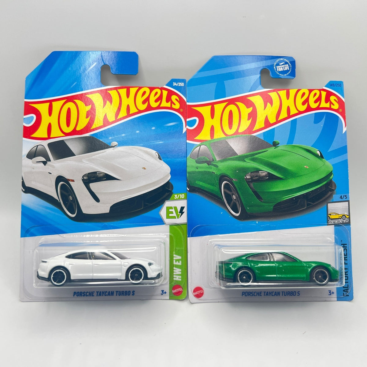 Lot Of 2 Hot Wheels Porsche Taycan Turbo S Green & White