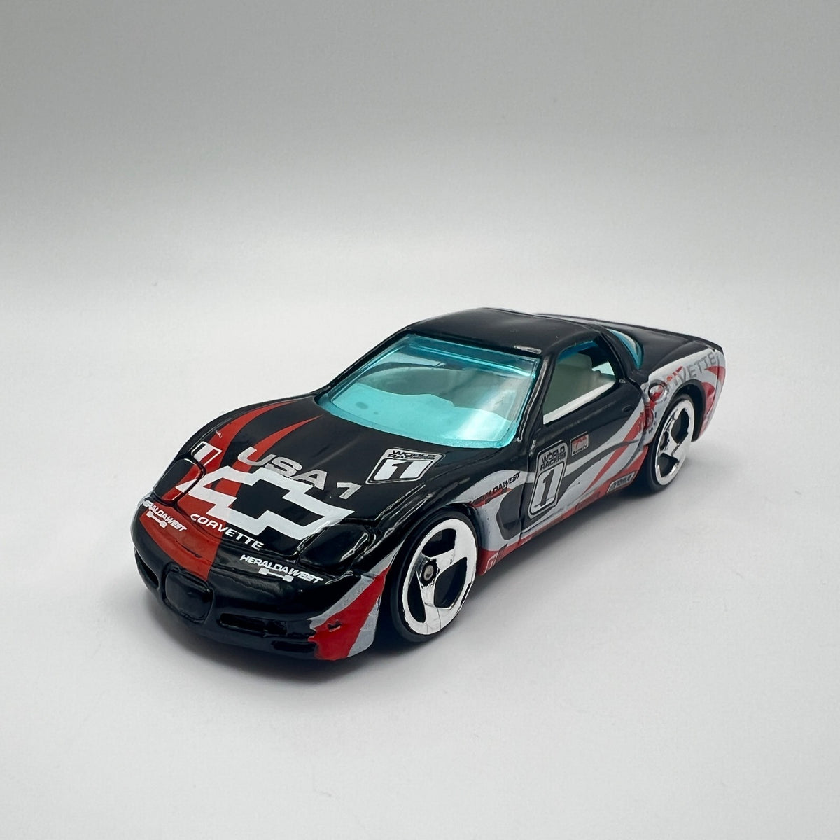 Hot Wheels '97 Corvette Black USA 1 #1 Chevrolet Racing LOOSE 1/64
