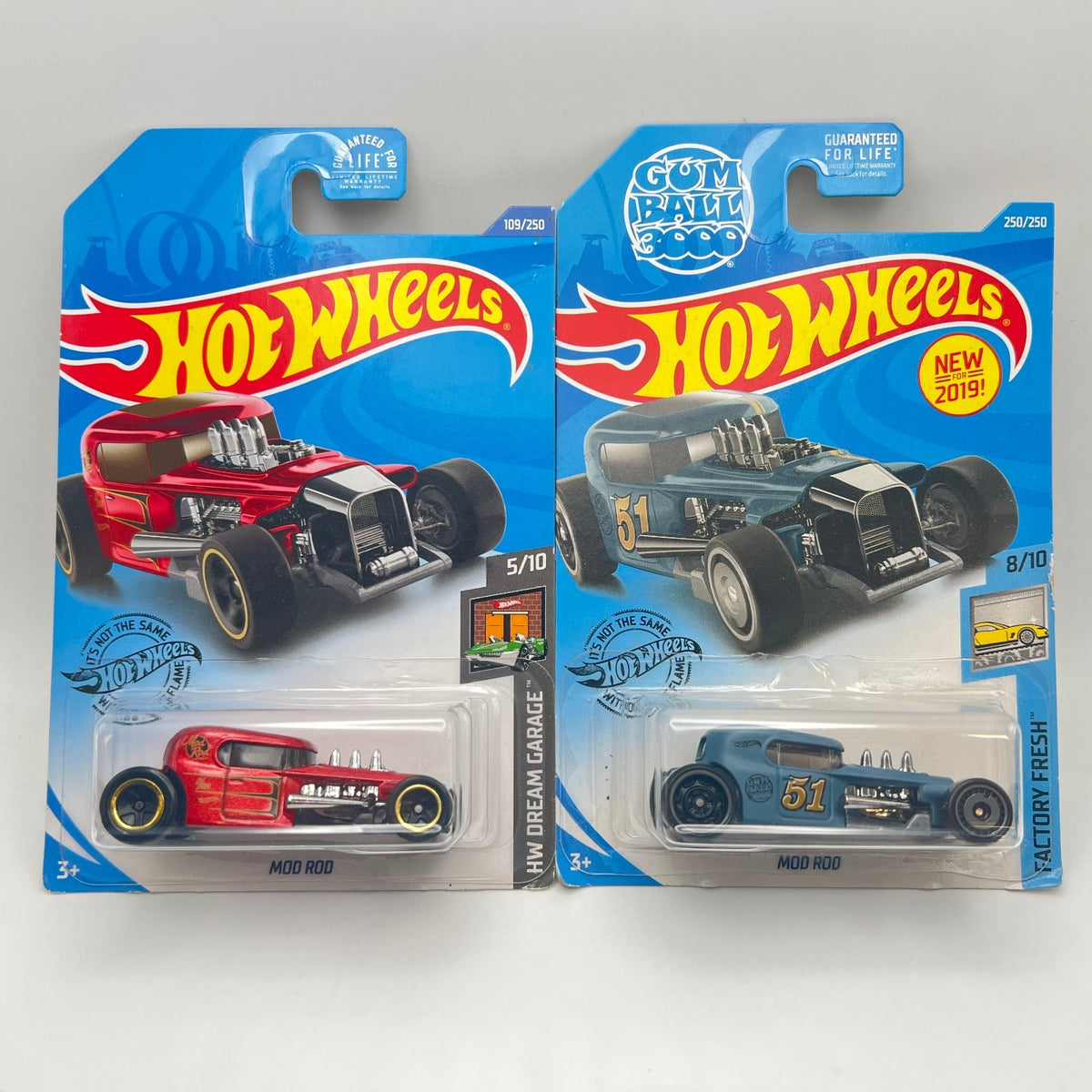 Hot Wheels MOD ROD - 2 Variations - Lot Of 2 - Red & Blue