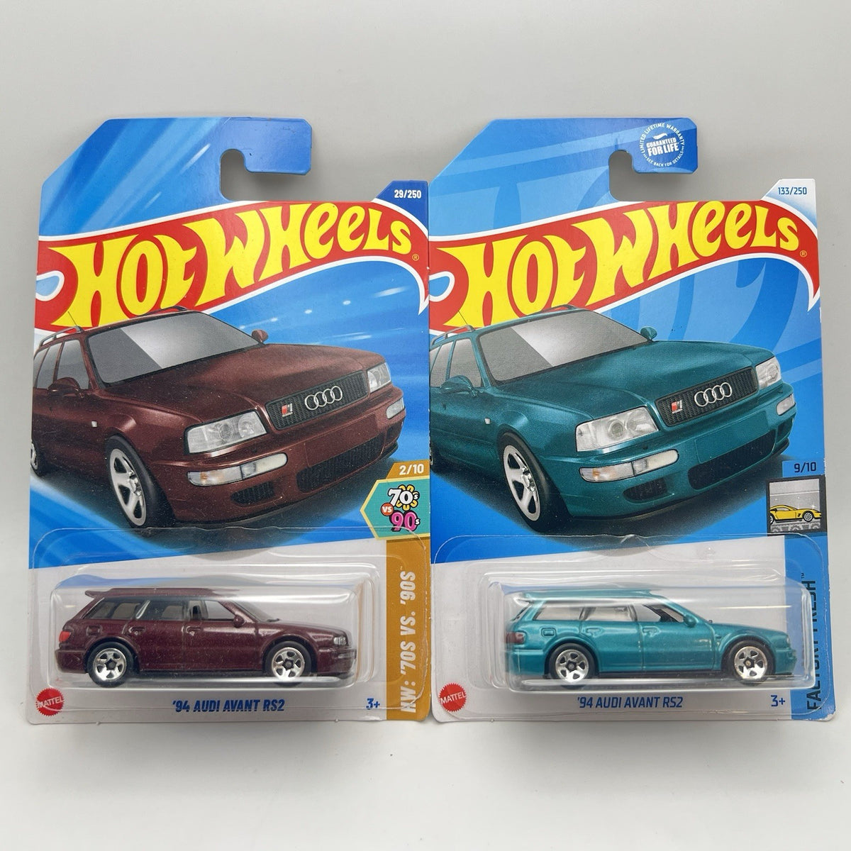 Lot Of (2) 2024 Hot Wheels '94 Audi Avant RS2 Teal And Maroon