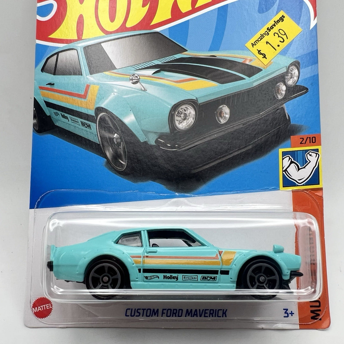 Custom Ford Maverick Muscle Mania 2/10 Turquoise Hot Wheels 2023  #99 NIP NEW