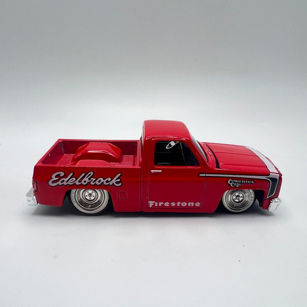 Maisto 1987 Chevy 1500 Red Edelbrock Firestone Opening Hood LOOSE 1/64