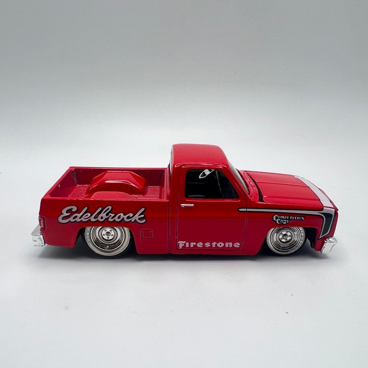 Maisto 1987 Chevy 1500 Red Edelbrock Firestone Opening Hood LOOSE 1/64