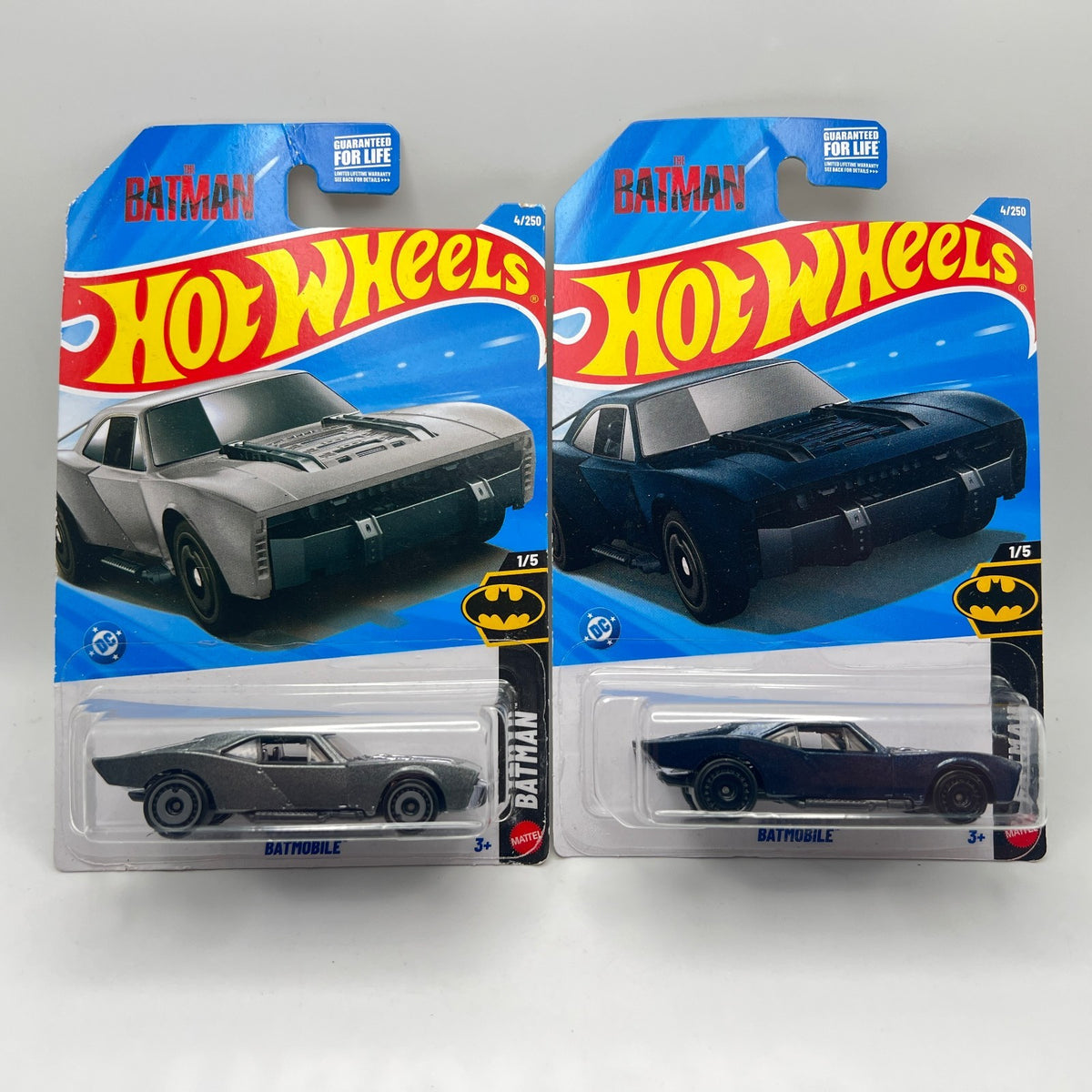 Hot Wheels The Batman Batmobile Lot of 2 Grey & Dark Blue Batman 1/5 4/250