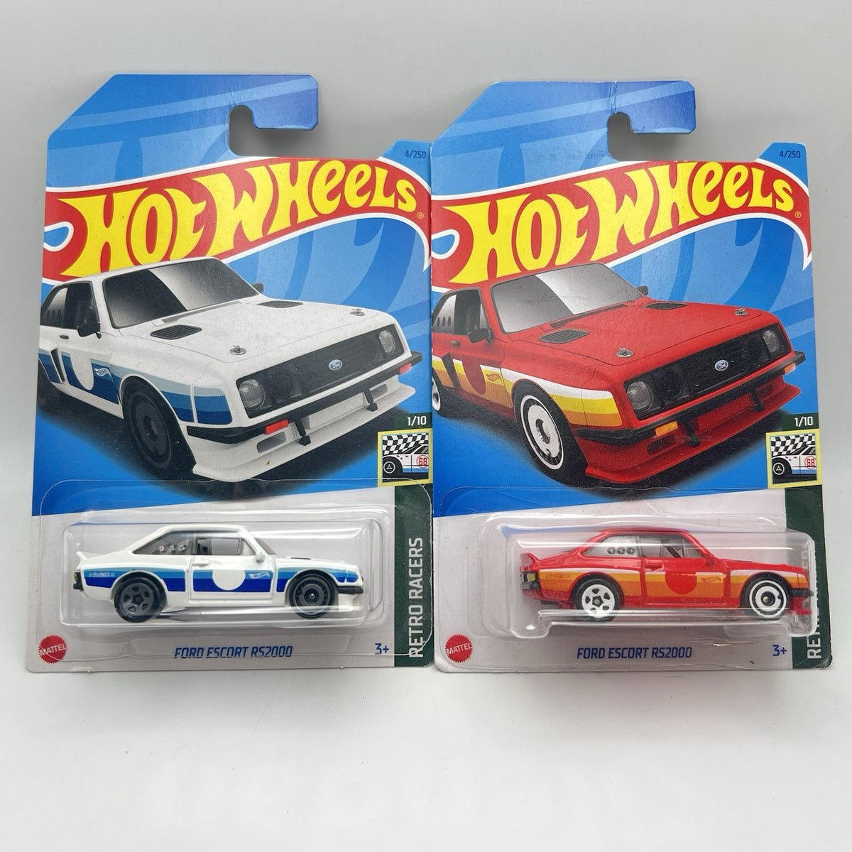 LOT OF 2 - 2023 HOT WHEELS FORD ESCORT RS2000 RETRO RACERS BOTH COLOR VARIANTS