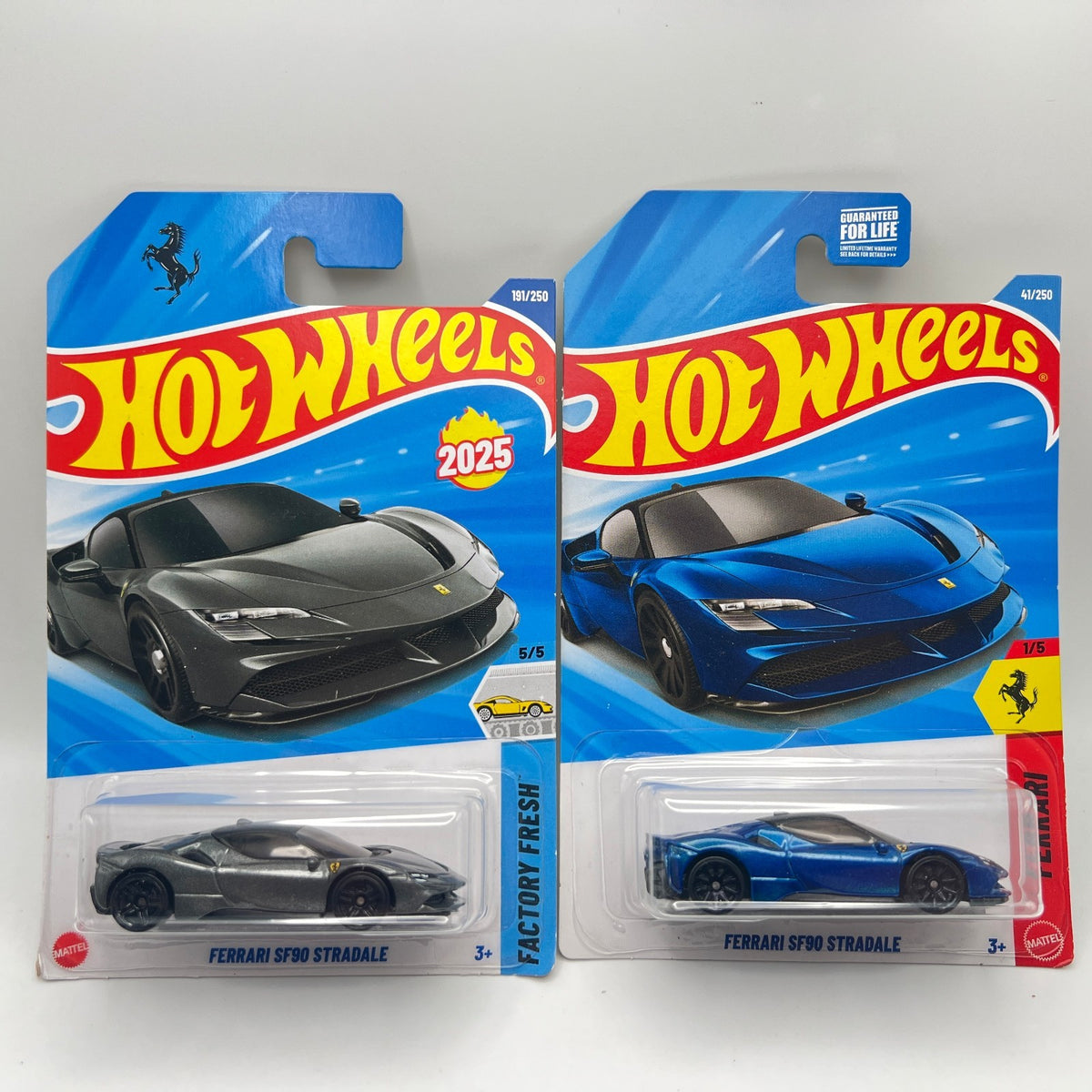Hot Wheels Ferrari SF90 Stradale Lot of 2 Grey 191/250 + Blue 41/250 1:64