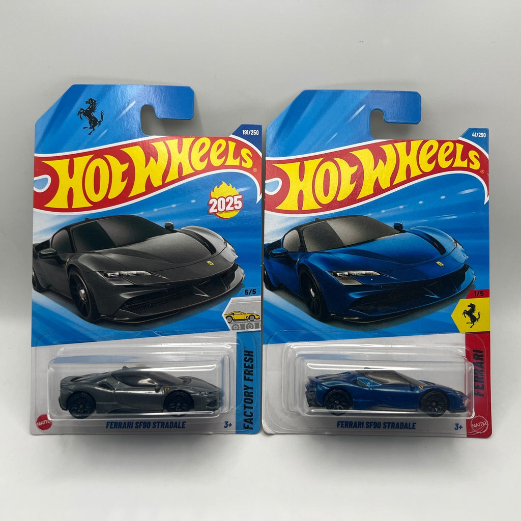 Hot Wheels Ferrari SF90 Stradale Lot of 2 Grey 191/250 + Blue 41/250 1:64