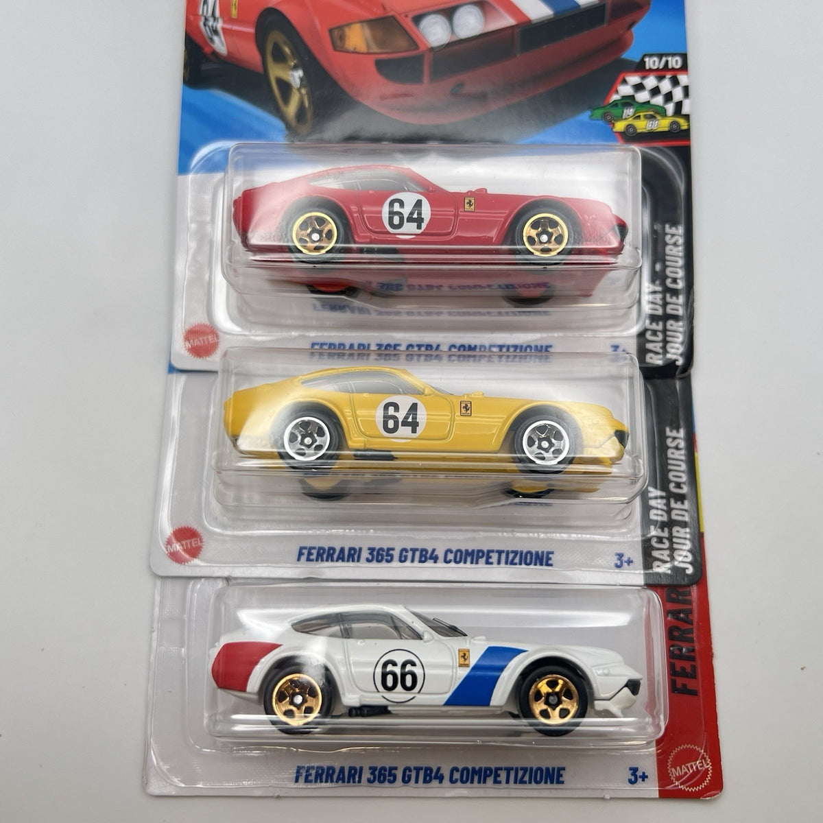 🔥Hot Wheels Ferrari 365 GTB4 Competizione Lot Of 3 - White, Red, Yellow🔥