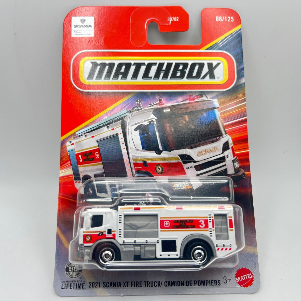 Matchbox 2021 Scania XT Fire Truck White 08/125 1:64 Scale Diecast