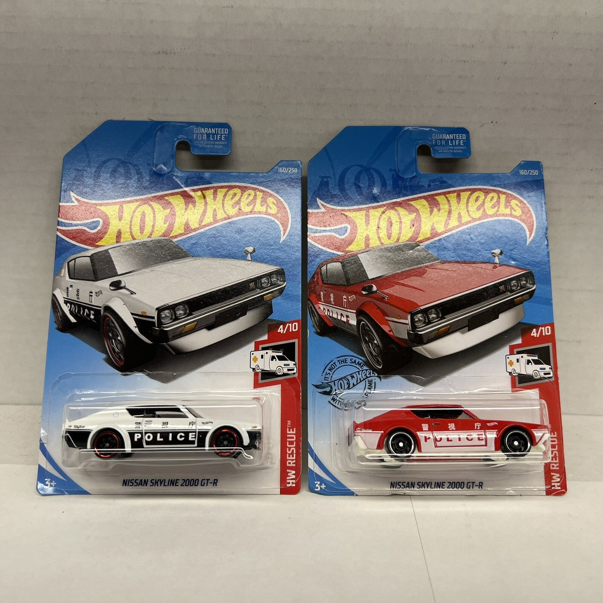 Hot Wheels 2019 Set of 2 (Two) NISSAN SKYLINE 2000 GT-R Red and White #160/250