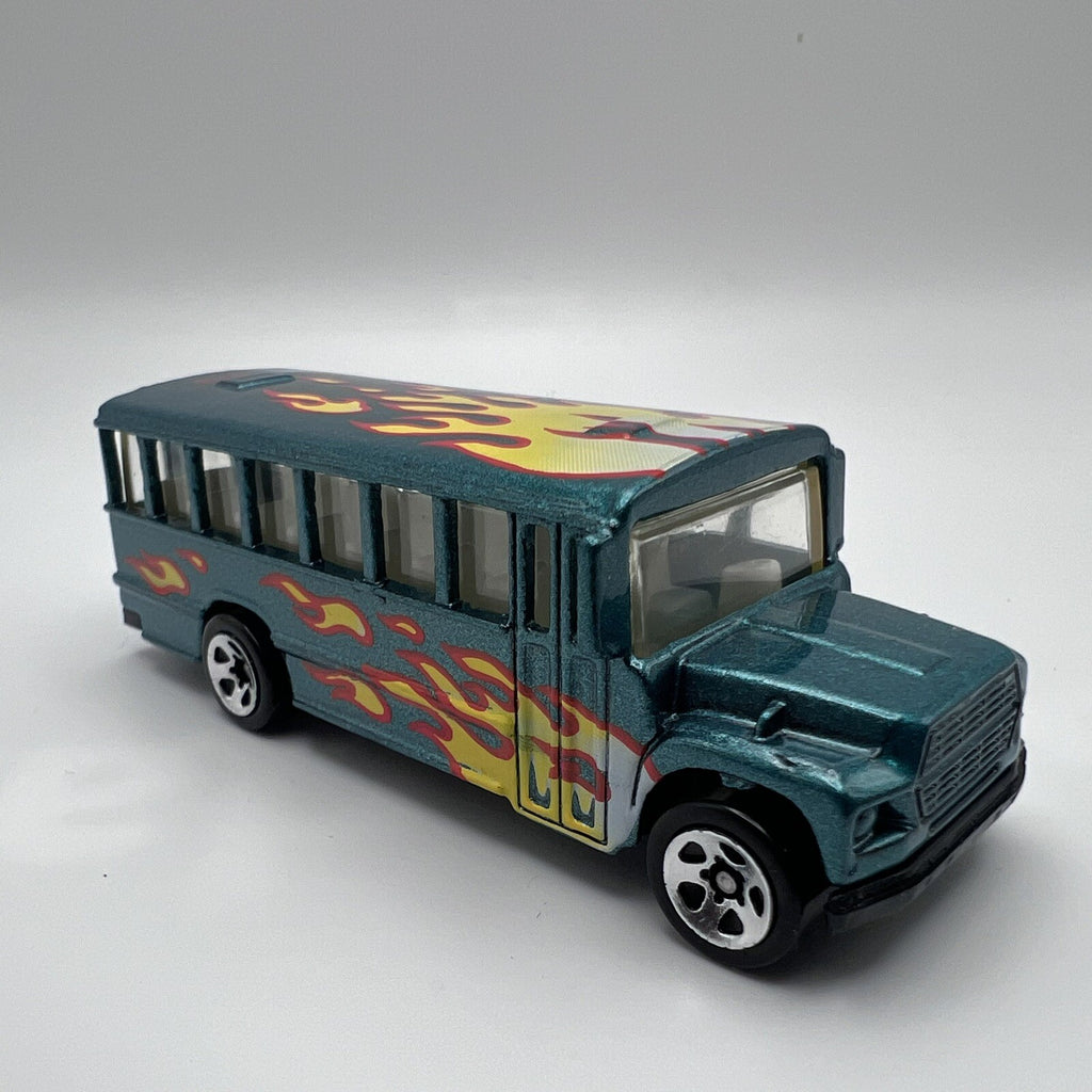 Hot Wheels Green School Bus with Flames 1988