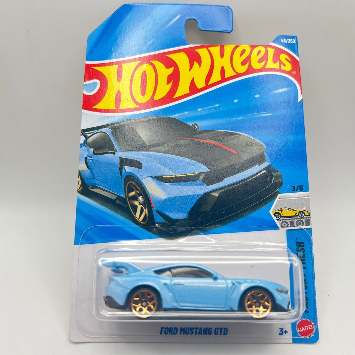 HW Ford Mustang GTD Light Blue 43/250 Factory Fresh 3/5