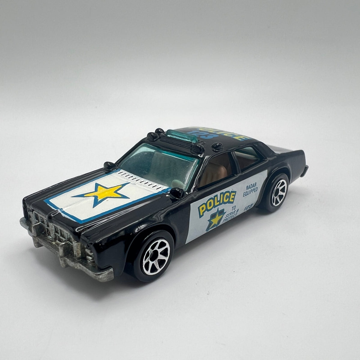 Hot Wheels Police Cruiser Black Police 123 Radar Equipped LOOSE 1/64