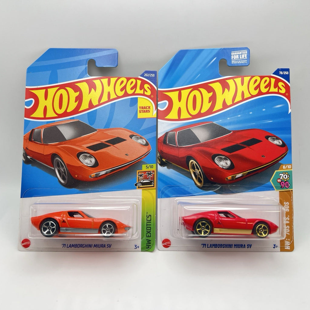 Hot Wheels Lamborghini Miura Mainline Lot Of 2 Red And Orange