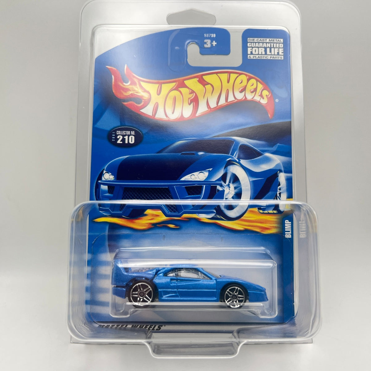 Hot Wheels ERROR Blimp Card with Ferrari F40 Blue 2001 #210 The Vault