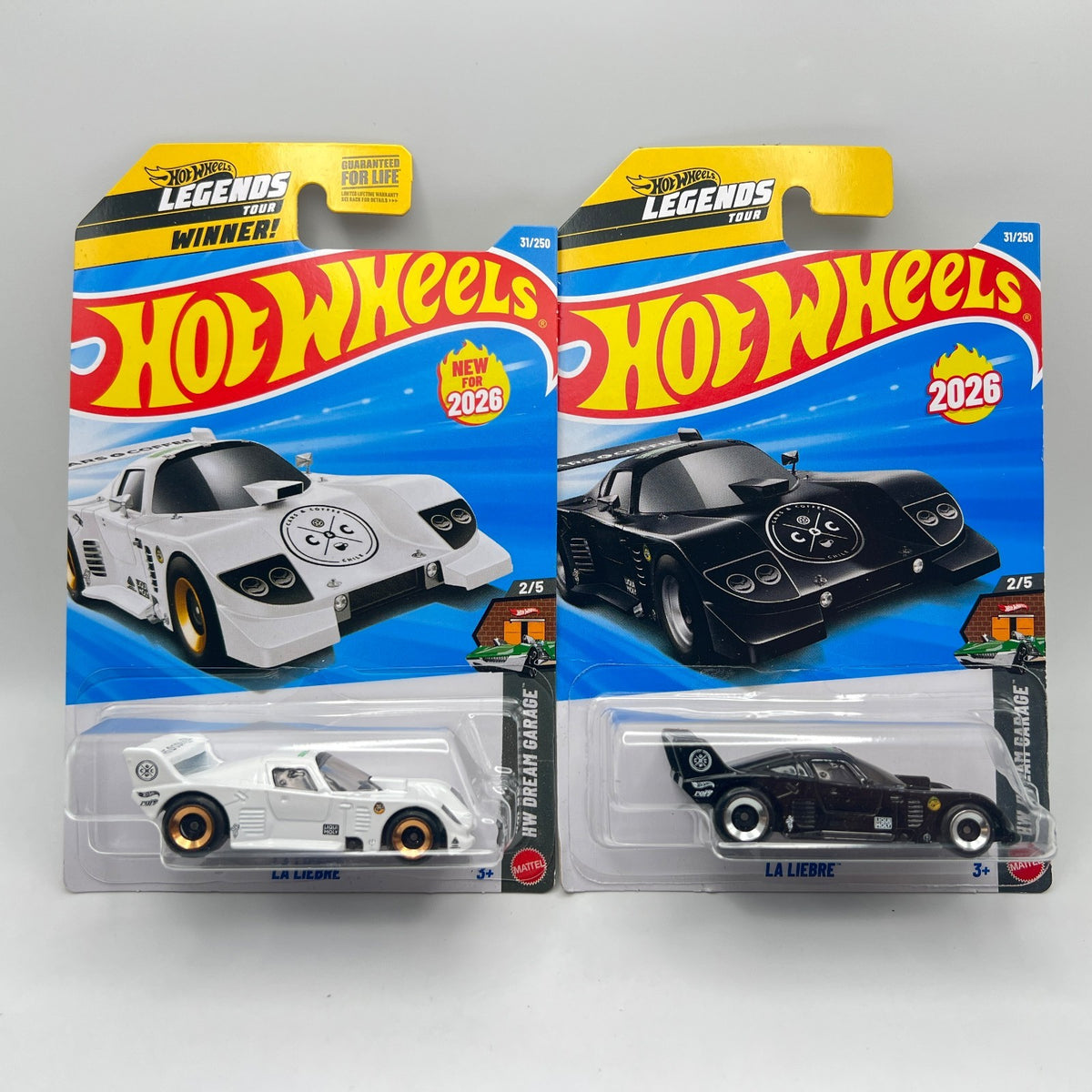 Hot Wheels La Liebre Lot of 2 White & Black Legends Tour HW Dream Garage 2/5