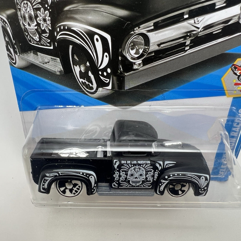 Hot Wheels CUSTOM '56 FORD TRUCK Black, DIA DE LOS MUERTOS, Day of the Dead #233