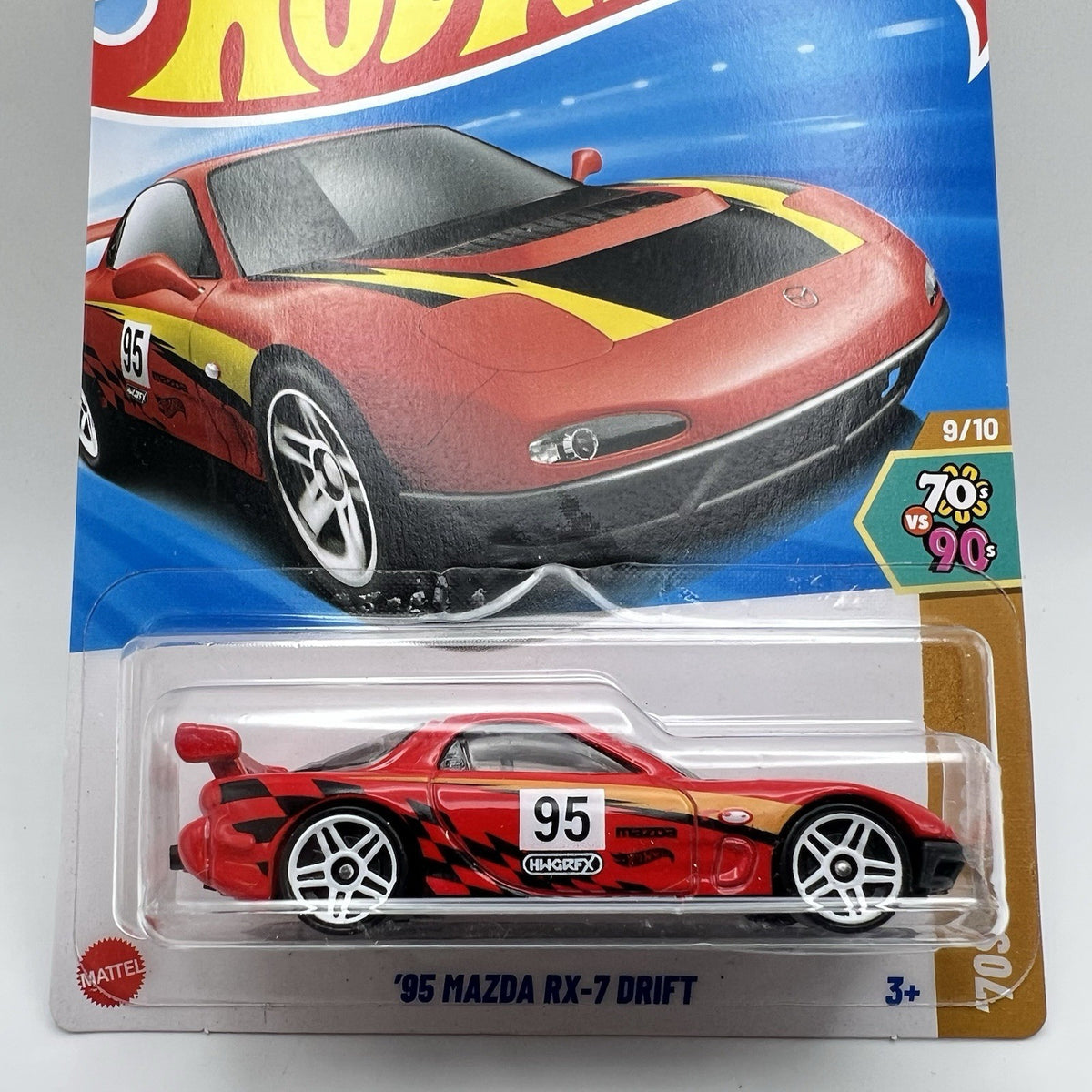 HOT WHEELS RED '95 MAZDA RX-7 DRIFT 9/10 HW '70S VS. '90S 163/250
