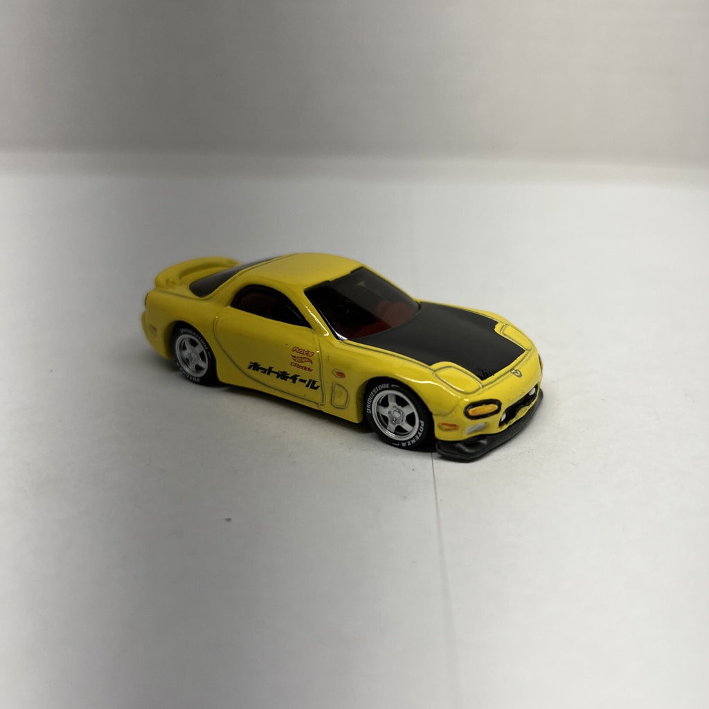 2018 Hot Wheels '95 Mazda RX-7 Yellow Nightburnerz Custom With Real Riders