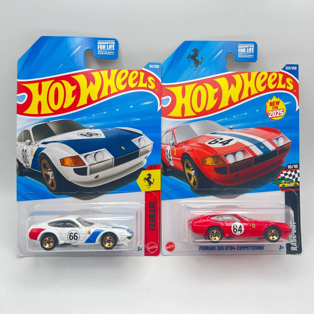 Hot Wheels Ferrari 365 GTB4 Competizione Lot of 2 White 66 Red 64 1:64