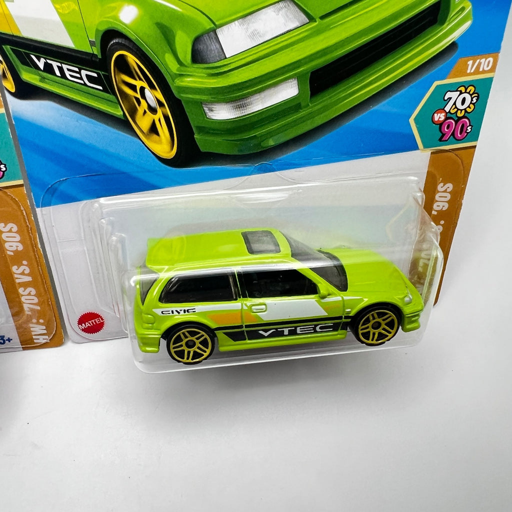 2025 Hot Wheels Honda Civic EF Lot of 2 Blue + Green