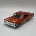 '64 Impala Hot Wheels 2024 Flames Series Metalflake Orange RSW Rims 1:64 Loose