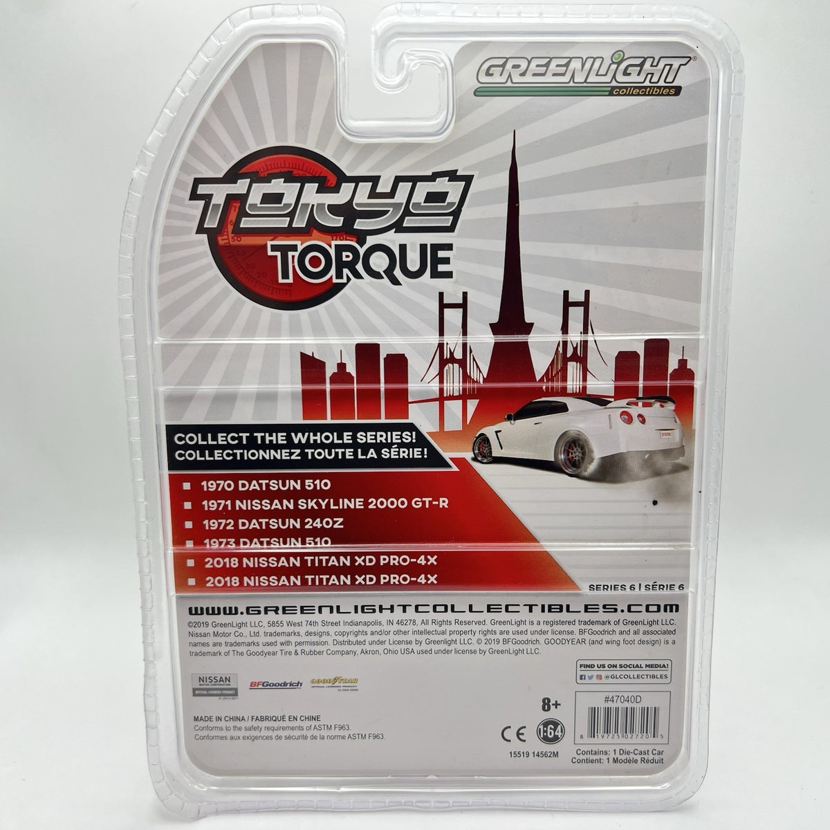 1/64 GREENLIGHT TOKYO TORQUE 1973 DATSUN 510 #75 RALLY CAR RED WHITE & BLUE