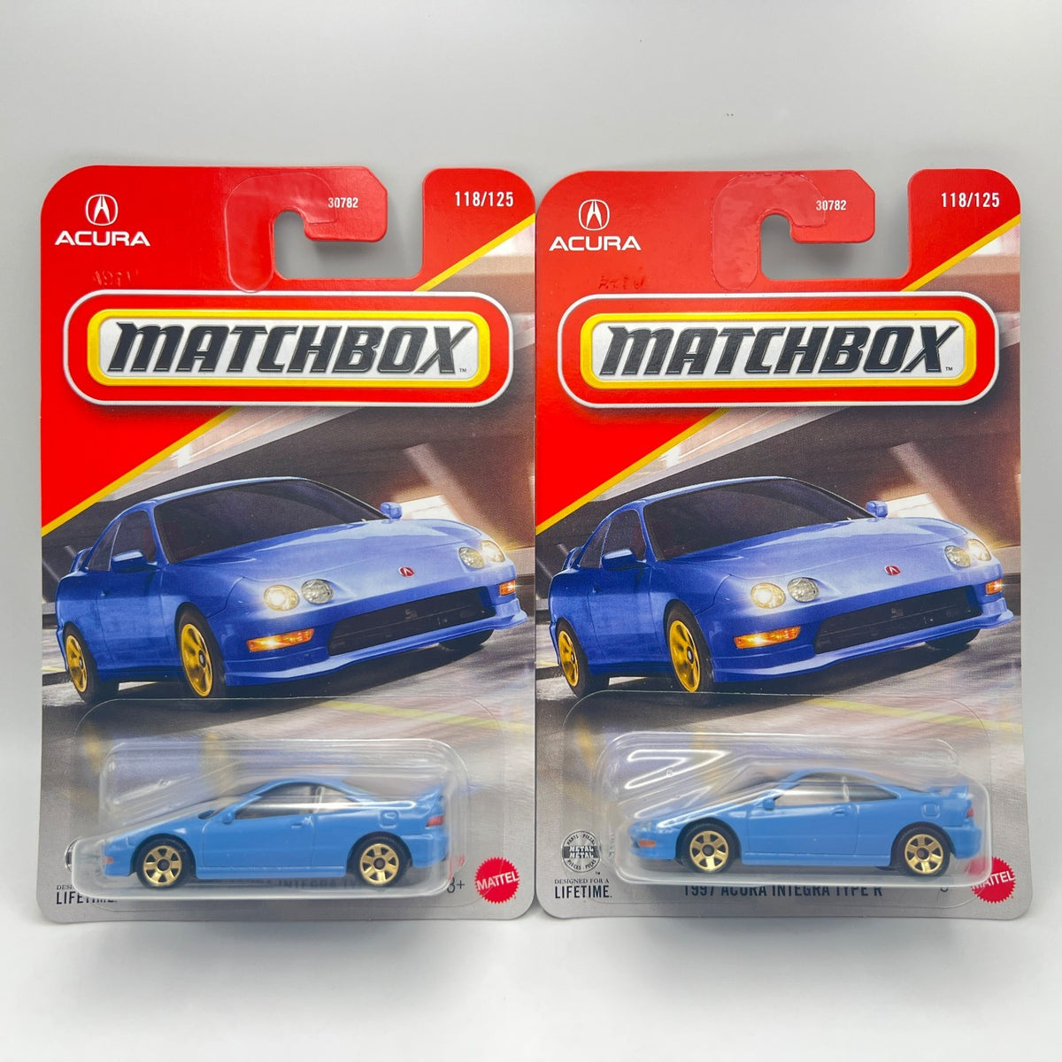 Matchbox 1997 Acura Integra Type R Light Blue 118/125 LHD & RHD Lot of 2