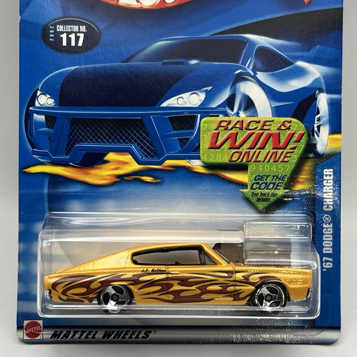 Hot Wheels 2002 67 Dodge Charger Yellow 117 1:64 Diecast Mopar Muscle Car