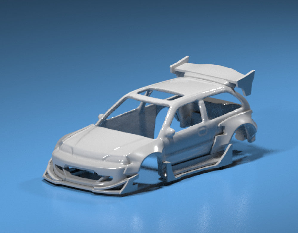 RB Style Wide Body Kit for Hot Wheels Civic EF - Resin - 3d Printed