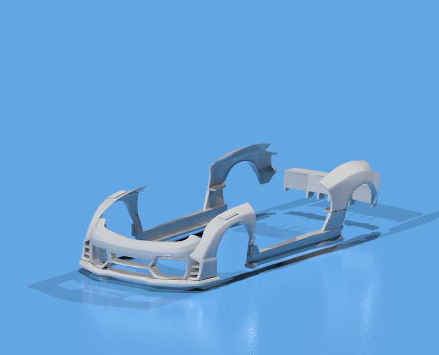 FatBoi Style Wide Body Kit for Hot Wheels Subaru WRX STI - Resin - 3d Printed