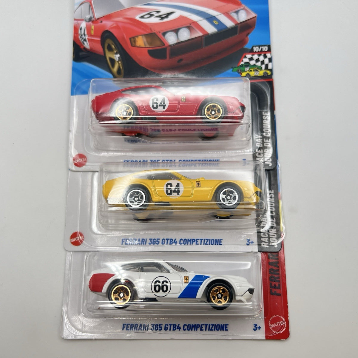 🔥Hot Wheels Ferrari 365 GTB4 Competizione Lot Of 3 - White, Red, Yellow🔥