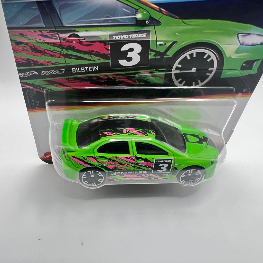 Hot Wheels 2008 Lancer Evolution Neon Speeders 3/8 Neon Green 1:64 Diecast