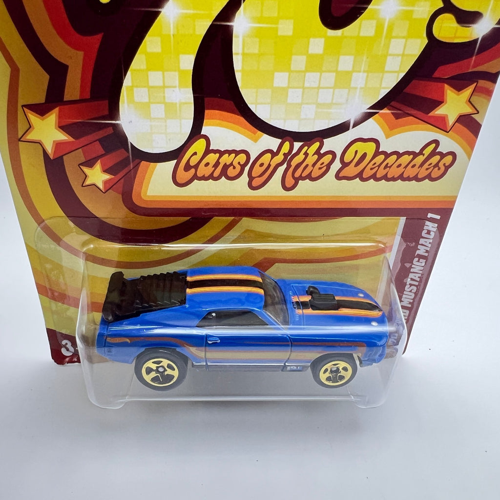 Hot Wheels '70 Ford Mustang Mach 1 Blue Cars of the Decades 70s 20/32