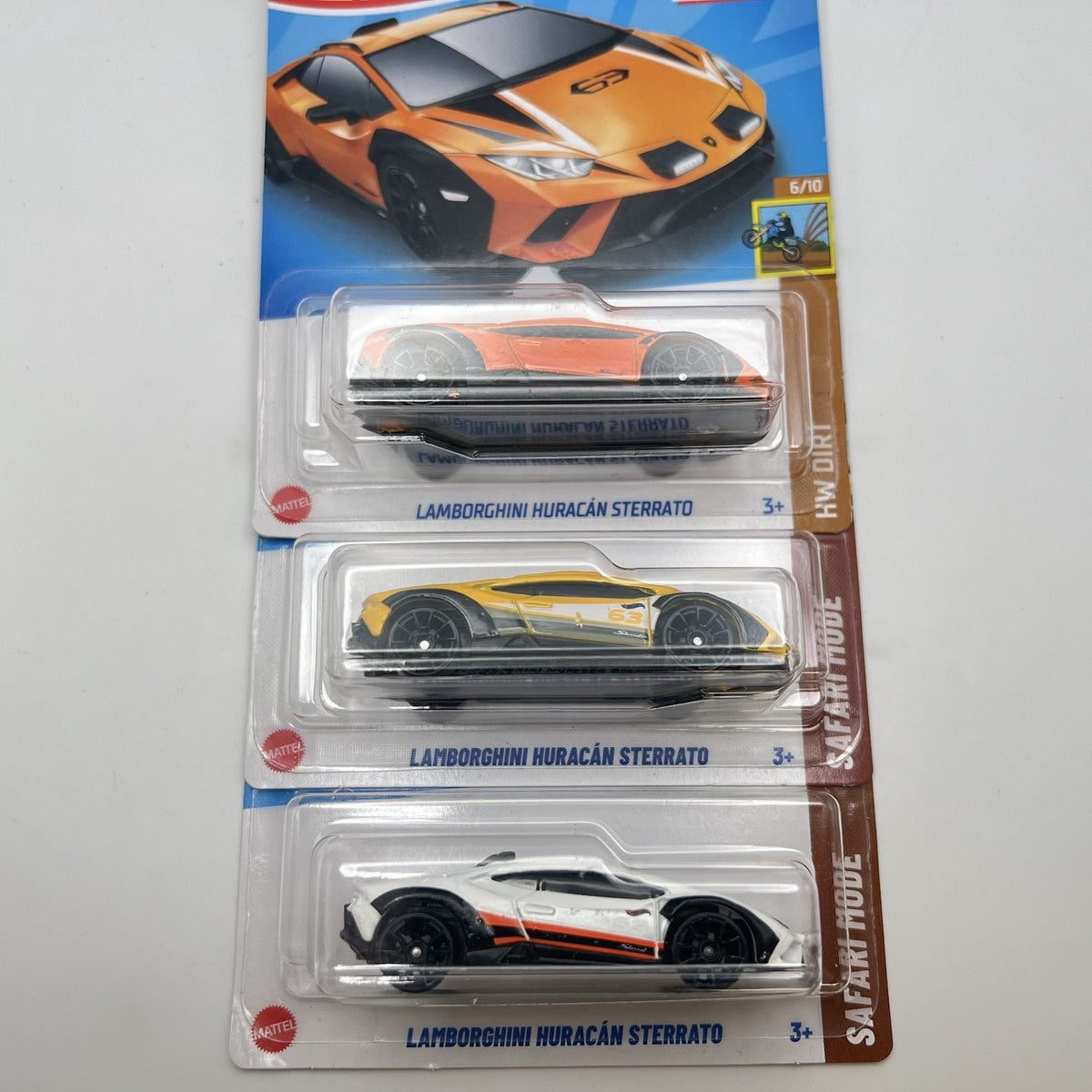 LOT OF 3 - 2024 & 2025 HOT WHEELS LAMBORGHINI HURACAN STERRATO SAFARI MODE DIRT