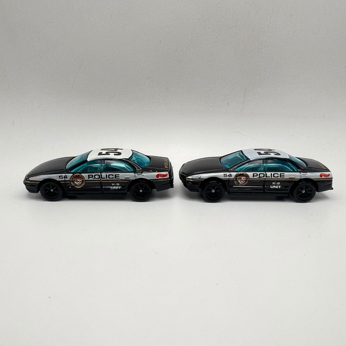 Hot Wheels Lot of 2 Demolition Man Police Cruiser #54 Black LOOSE 1/64