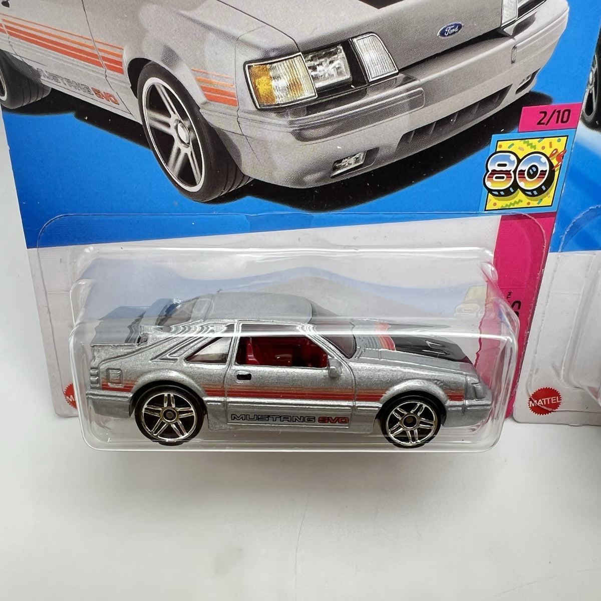 Hot Wheels 1984 MUSTANG SVO Lot of 2 Fox Body - 2023 The 80s - Black & Silver