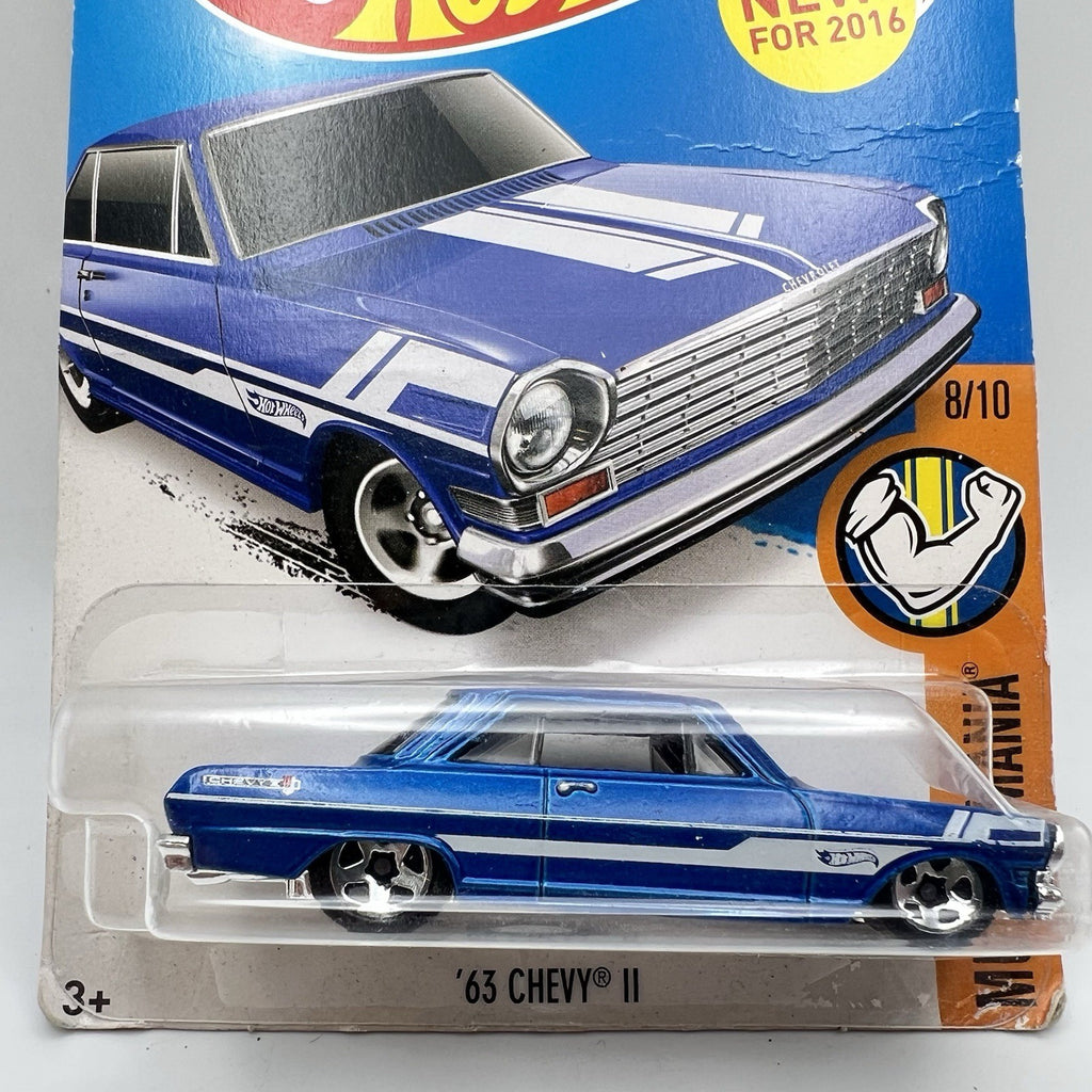 HOT WHEELS 2016 MUSCLE MANIA BLUE '63 CHEVY II 128/250