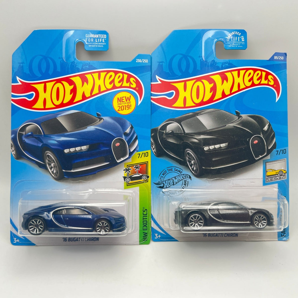 Hot Wheels '16 Bugatti Chiron Lot of 2 Blue 236/250 HW Month + Black 89/250