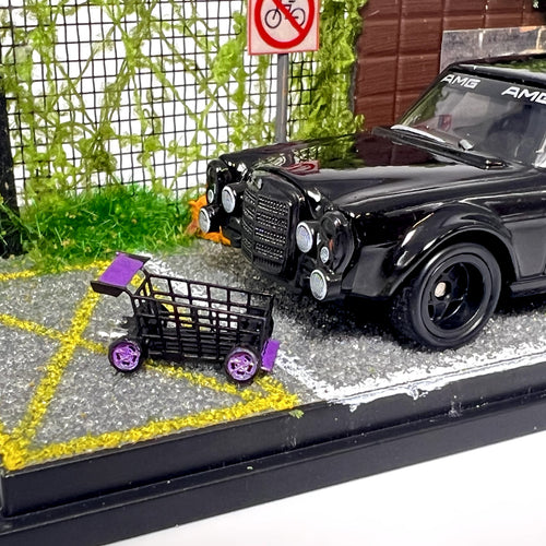 1/64 Diorama Slammed Shopping Cart - Custom Vehicle Garage Decor - Variations