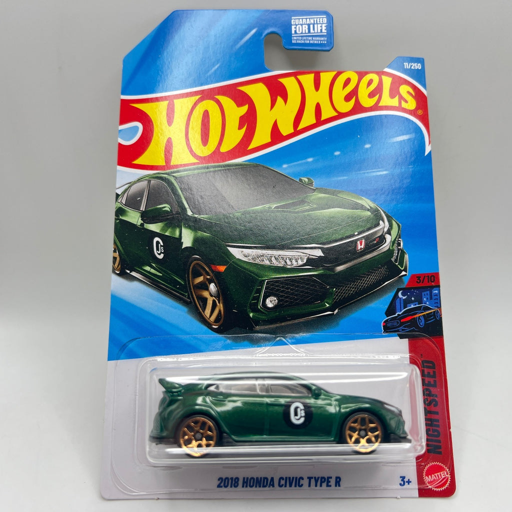 Hot Wheels 2018 Honda Civic Type R 11/250 Nightspeed 3/10 Green 1:64