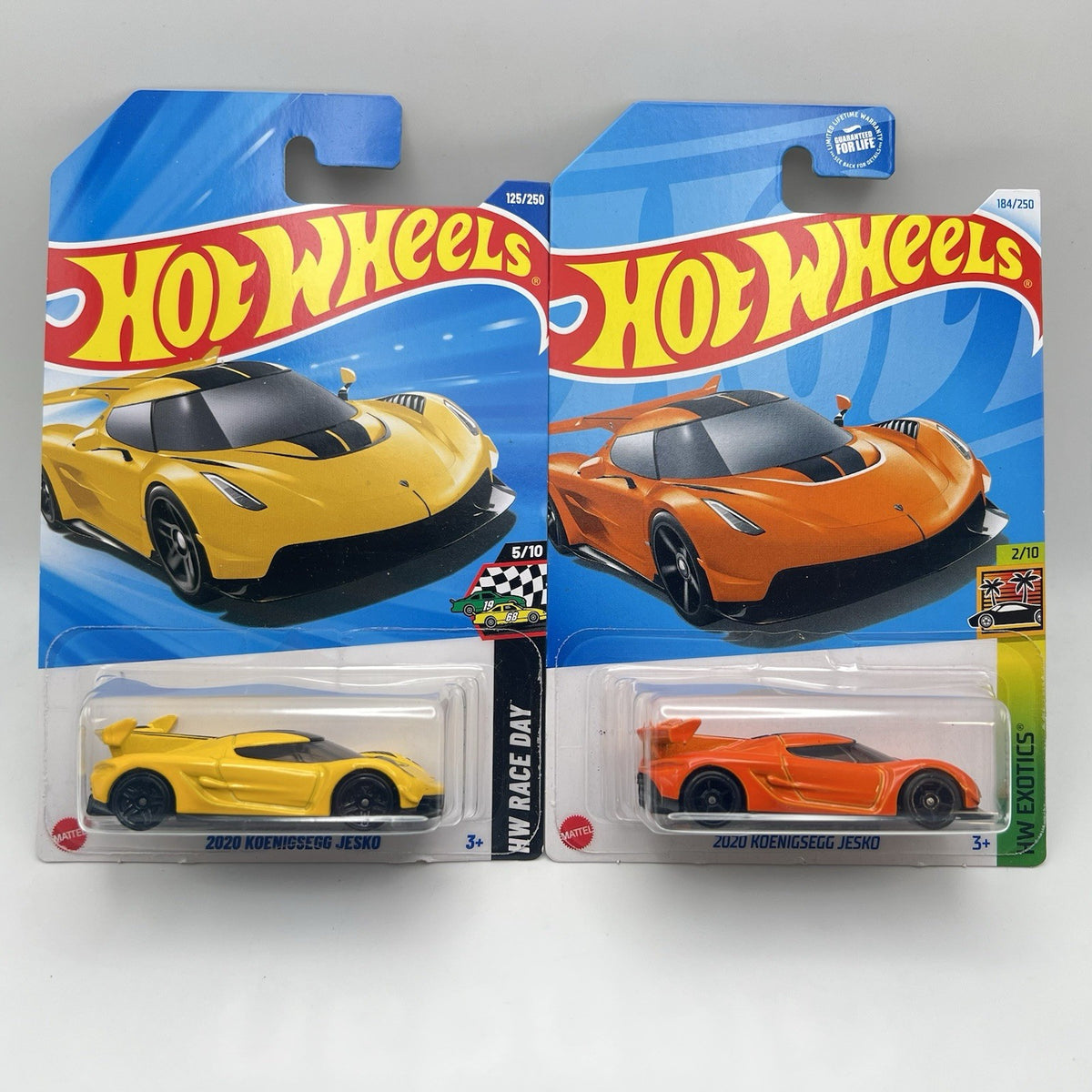 LOT OF 2 -  HOT WHEELS 2020 KOENIGSEGG JESKO -  COLOR VARIANTS Yellow And Orange