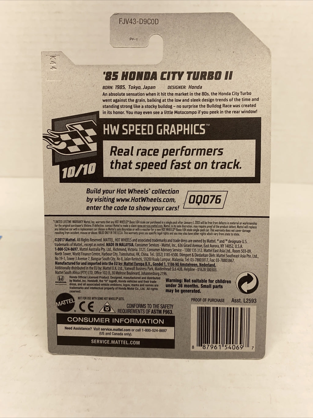 2018 Hot Wheels HW Speed Graphics '85 Honda City Turbo II #68
